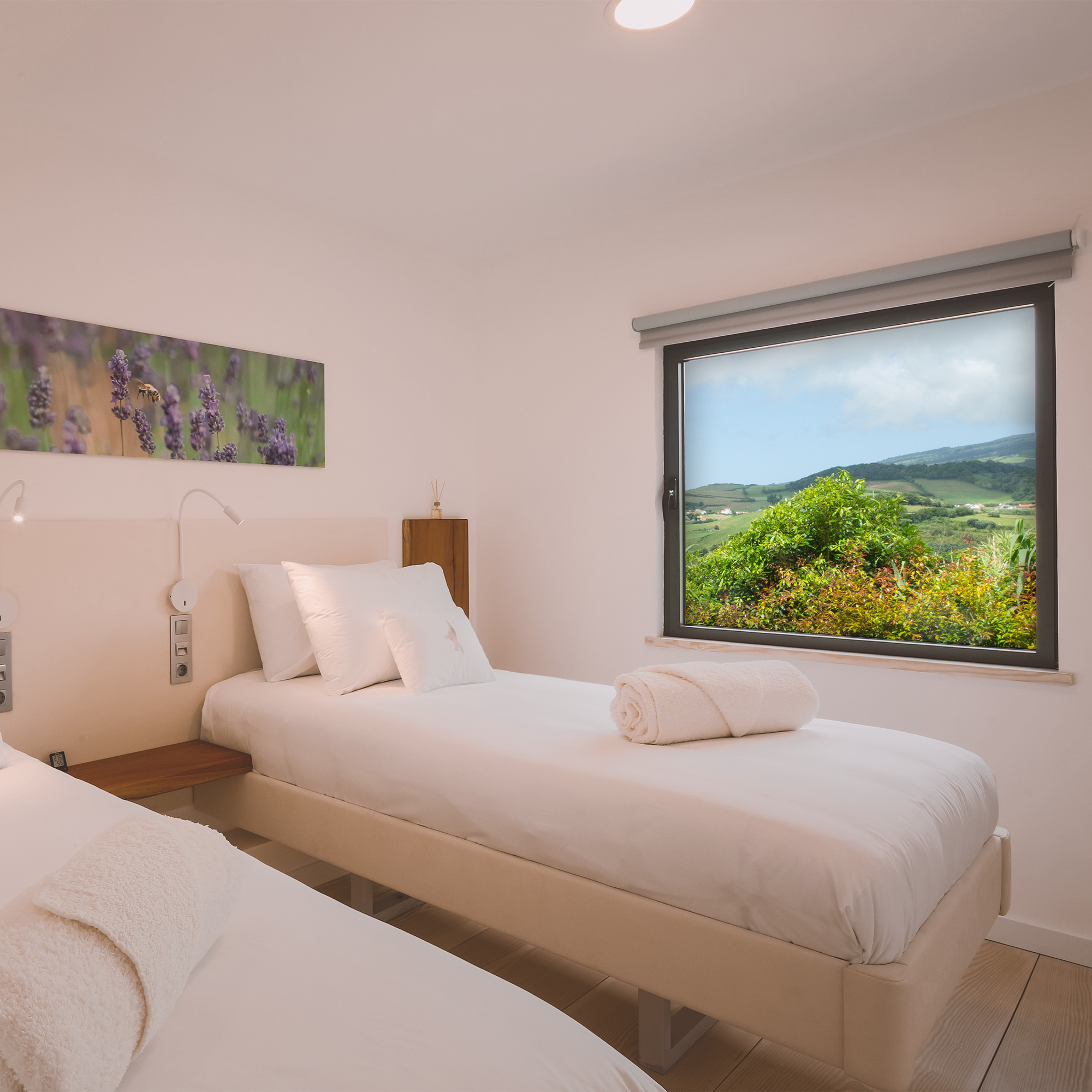 Interior of the Mountain Twin Room at Casa Espalamaca, Faial Azores, Casa Espalamaca Private House, Casa Espalamaca, private house Faial, Faial accommodation, ocean views Faial, Pico Island views, Horta city views, luxury stay Azores, private retreat Faial, Mountain Twin room, Ocean Presidential Suite, Ocean Twin room