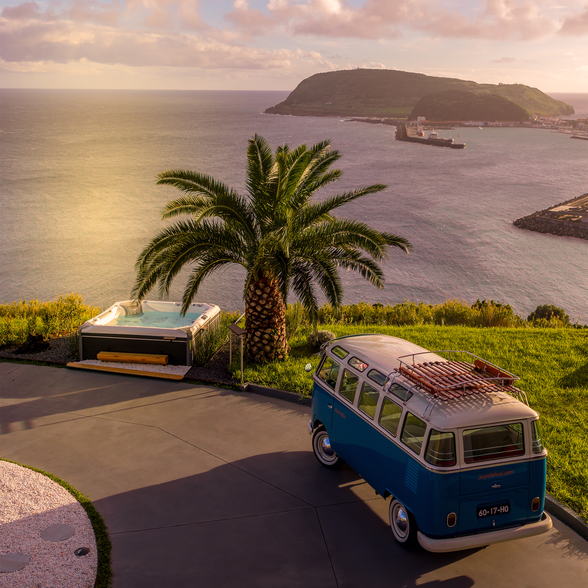 VW Samba Bus Azores, VW Samba 1974, Azores vintage tours, Classic VW bus charter, 21-window VW bus Azores, Faial sightseeing tours, Pico Island vintage tour, Retro island experience, Nostalgic rides Azores